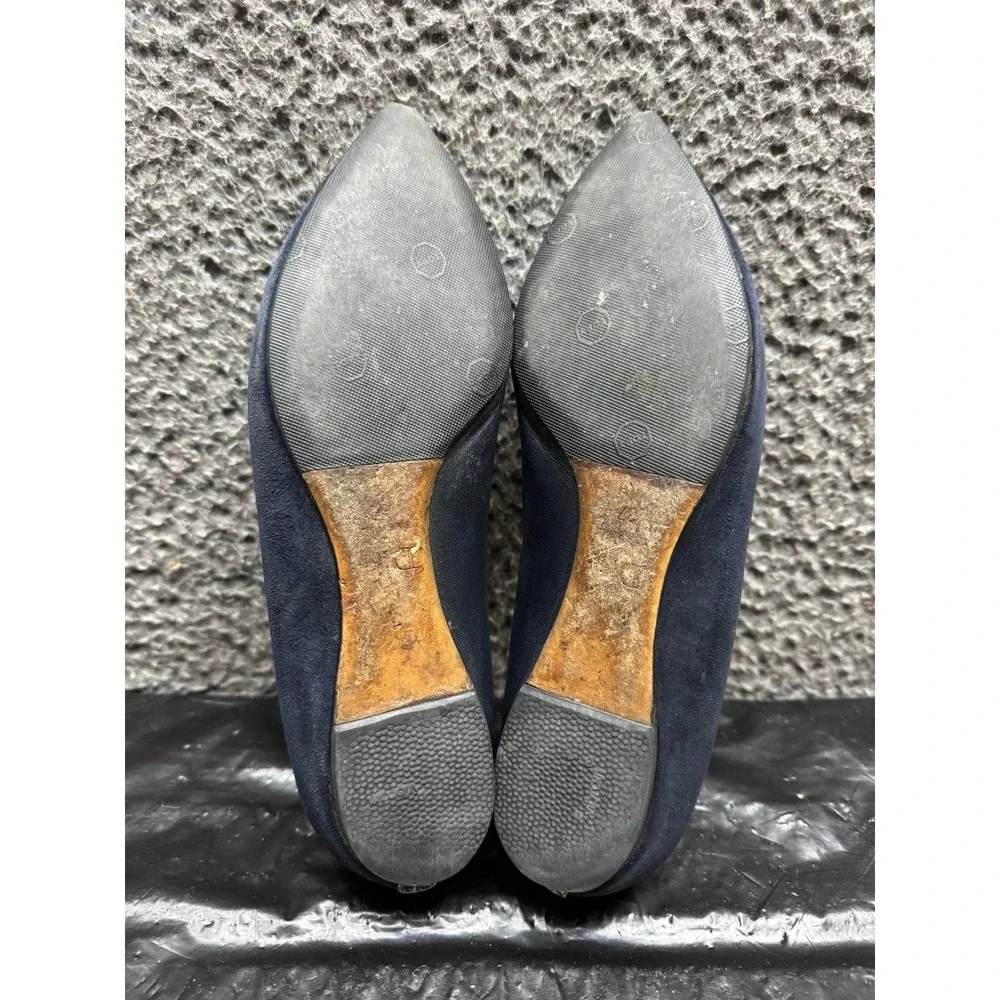 Christian Dior Suede Pointed Toe Slip On Ballet Flats Navy Blue Women Size 37 EU - Picture 8 of 10